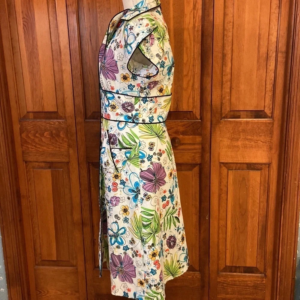 600 West Floral Capped Sleeve Slight Fit & Flare Flare/Summer Dress Casual Sz 8 - Picture 2 of 16